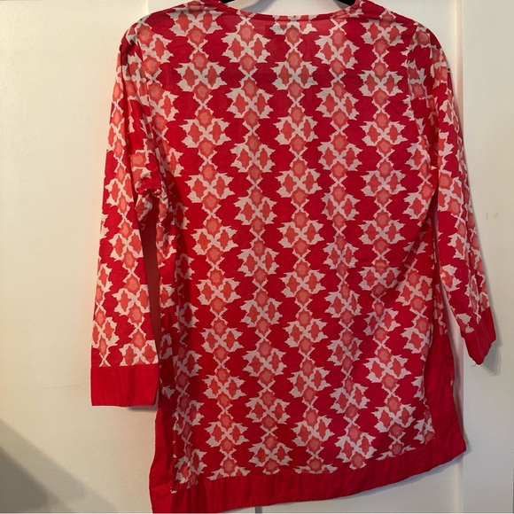 Caribbean Joe Women’s Tunic Top Blouse Size Small Swim Cover Up Pink White - Picture 9 of 9